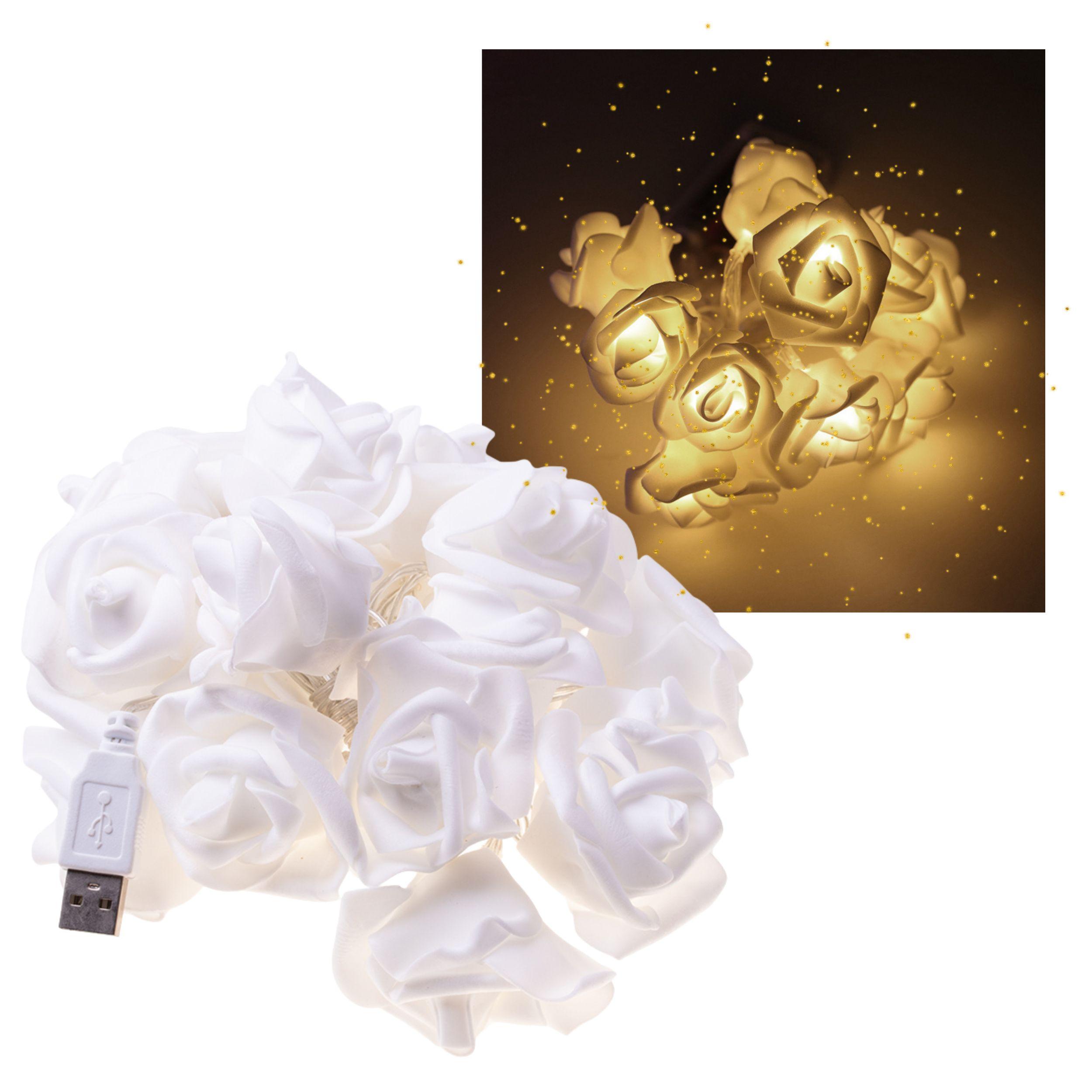 Garland / decorative LED lights in the shape of roses - warm color