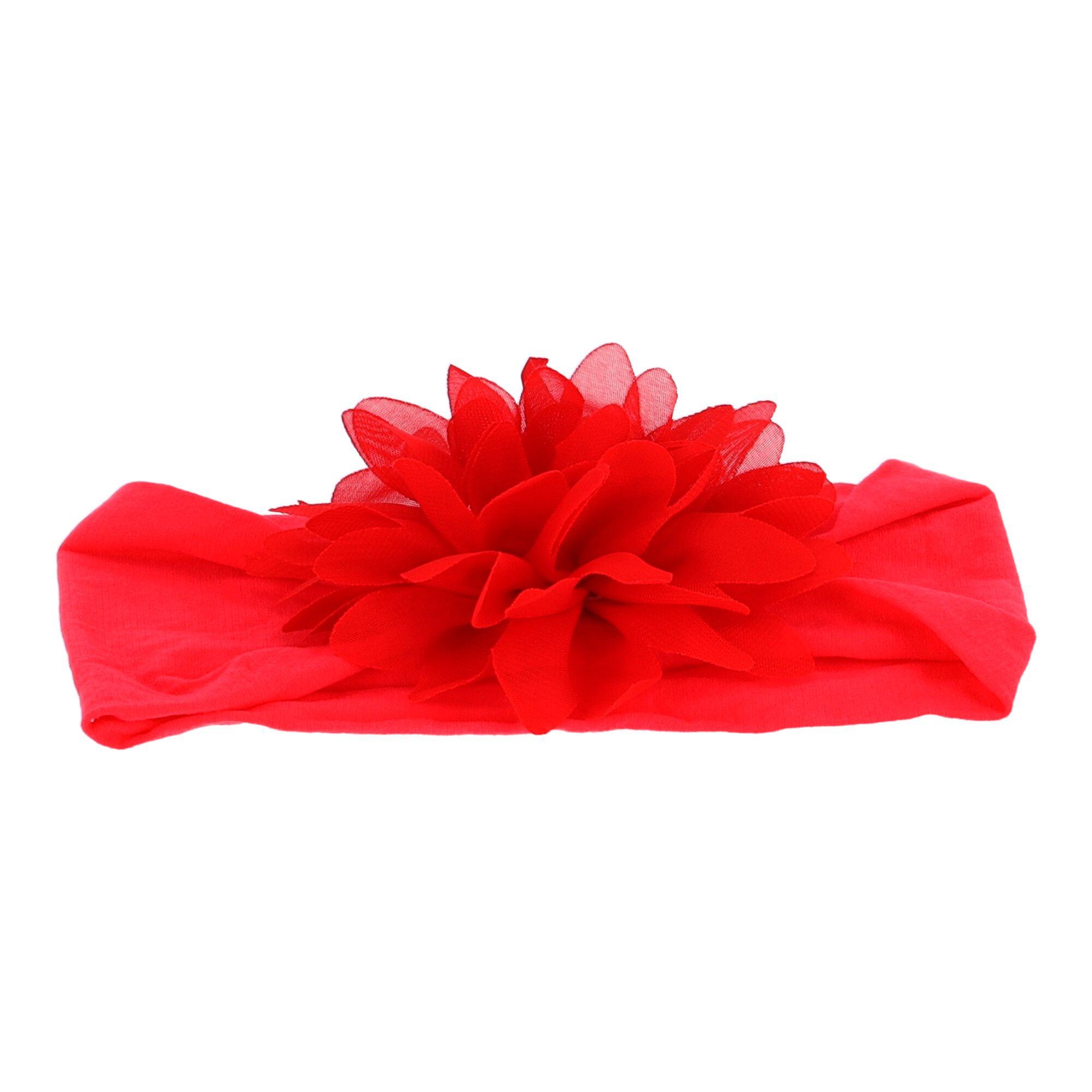 Baby headband with a flower - red, wide