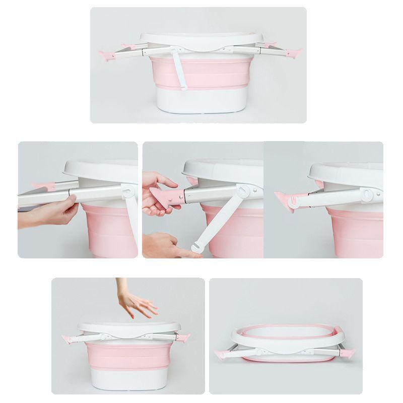 Baby folding bath tub with a pillow in color pink - grey