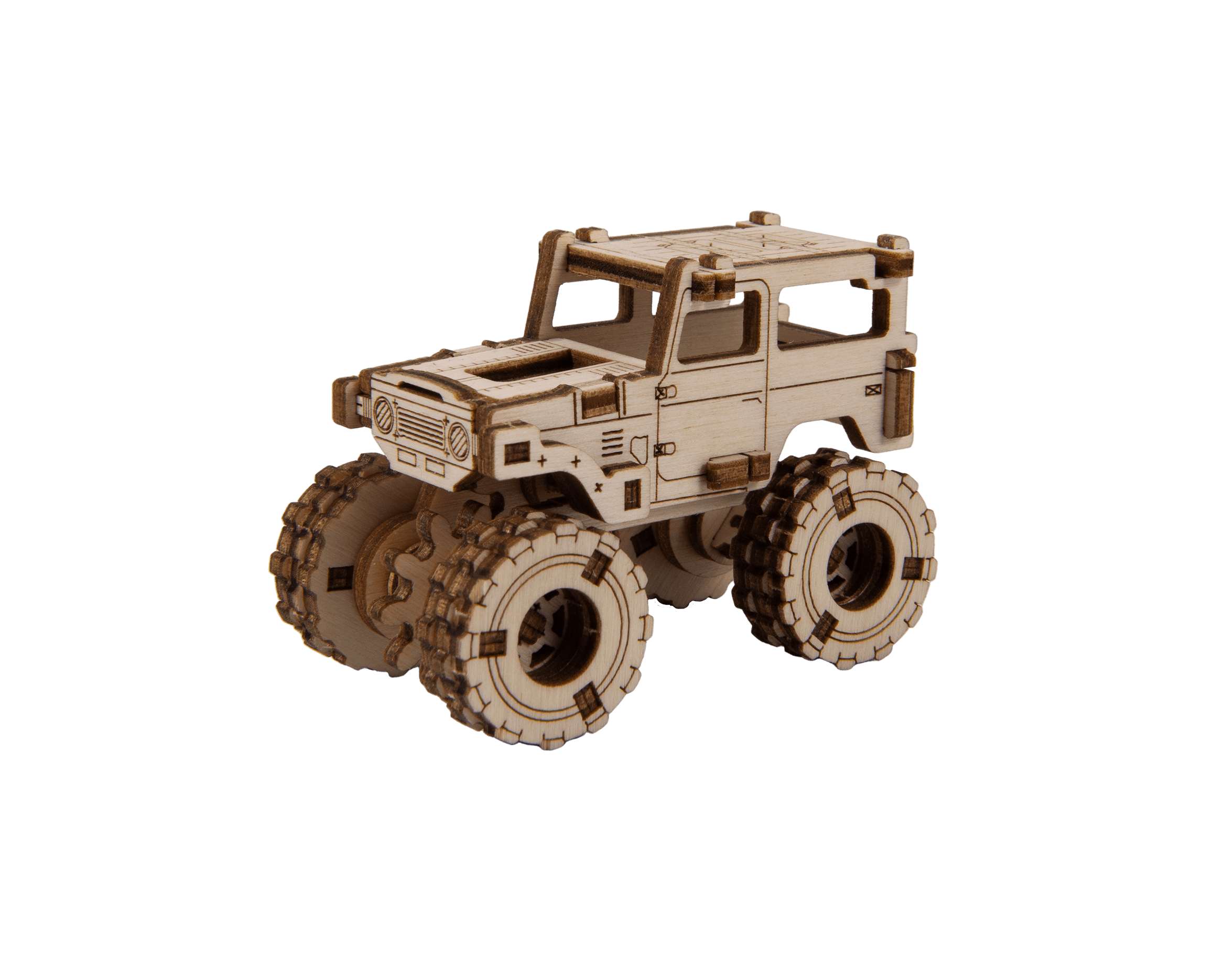 Drewniane Puzzle 3D - Model Monster Truck 5 (Toyota FJ40)