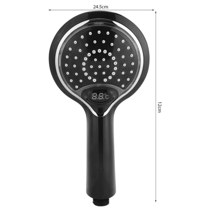 Sprchová hlavice s LED displejem teploty - černá od domeshop.cz