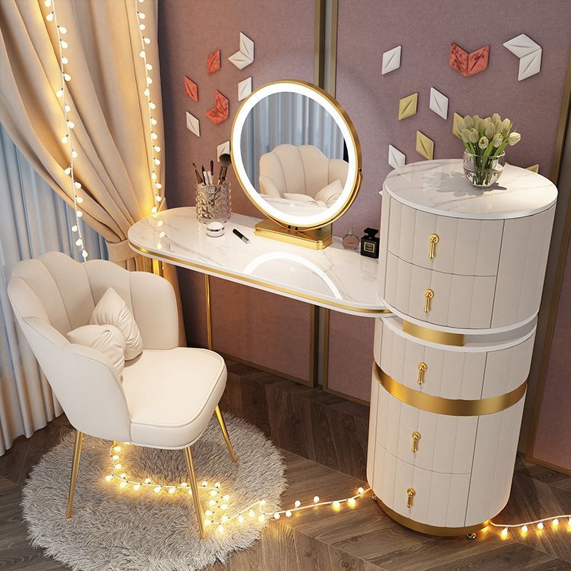 Toaletní stolek na líčení italského stylu 120 cm - bílý s křeslem - kompletní set - kosmetický stolek