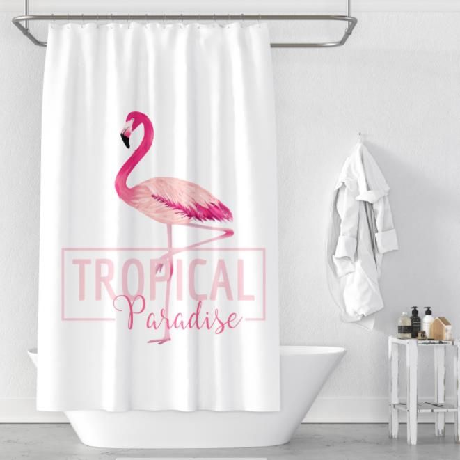 Sprchový závěs (šířka 180 cm x výška 200 cm) — flamingo od domeshop.cz