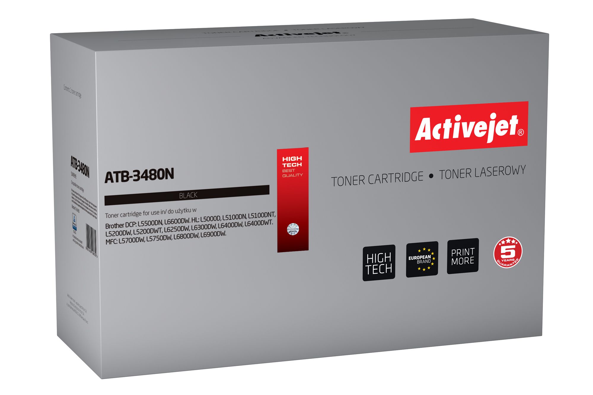 Activejet ATB-3480N toner for Brother printer; Brother TN-3480 replacement; Supreme; 8000 pages; black