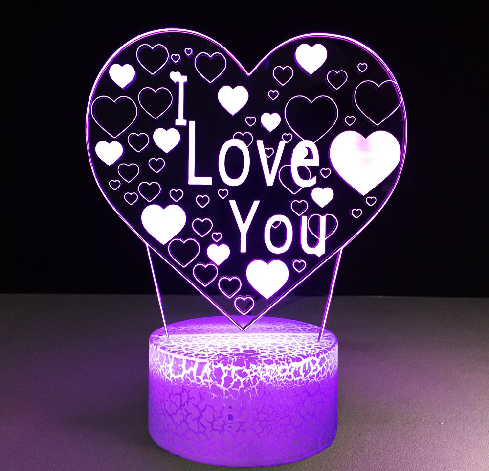 3D LED noční lampa „Miluji tě“ od ninex.cz 