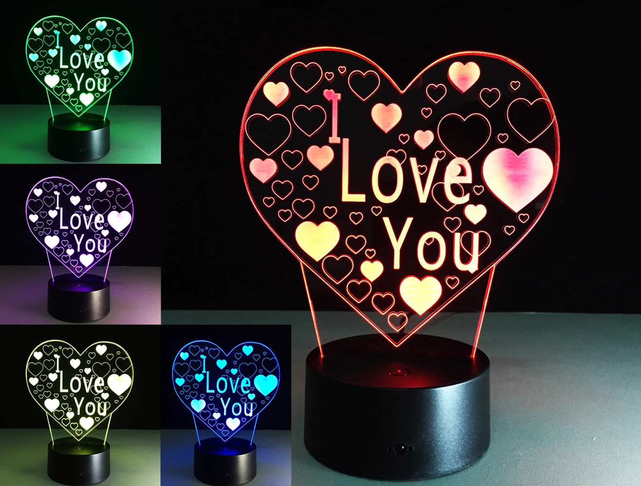 3D LED noční lampa "I LOVE YOU" od domeshop.cz