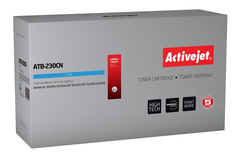 Activejet ATB-230CN toner for Brother printer; Brother TN-230C replacement; Supreme; 1400 pages; cyan