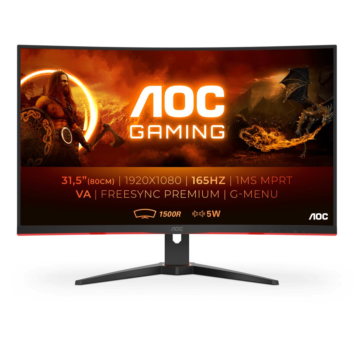 AOC G2 C32G2AE/BK LED display 80 cm (31.5") 1920 x 1080 pixels Full HD Black, Red
