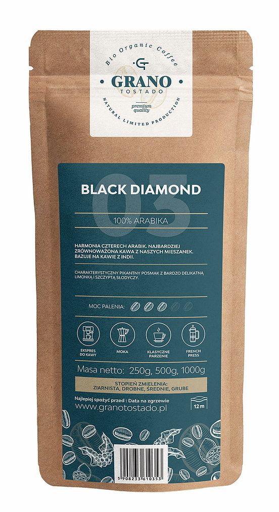 Káva Grano Tostado Black Diamond, středně mletá 1 kg od ninex.cz