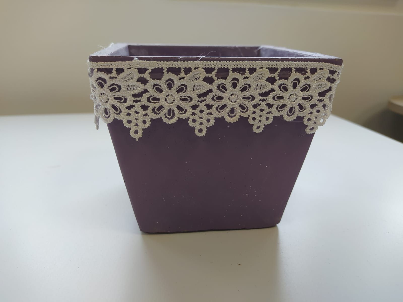 Čtvercový květináč z glazované keramiky, fialová, - 12 cm - RUSTIC kolekce od ninex.cz 