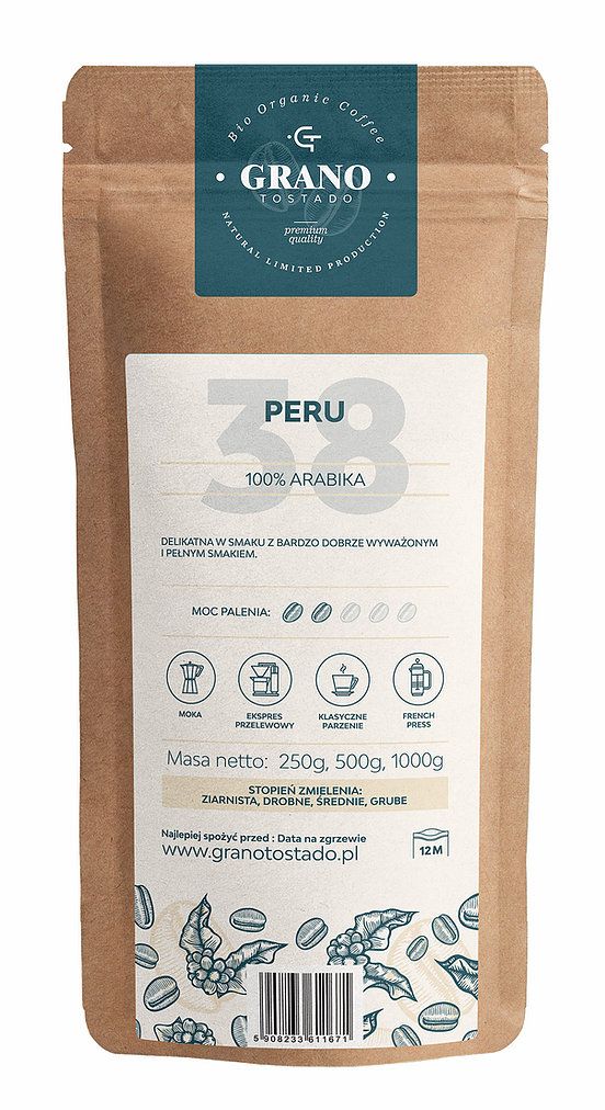 Grano Tostado Peru Káva, středně mletá 1 kg od ninex.cz