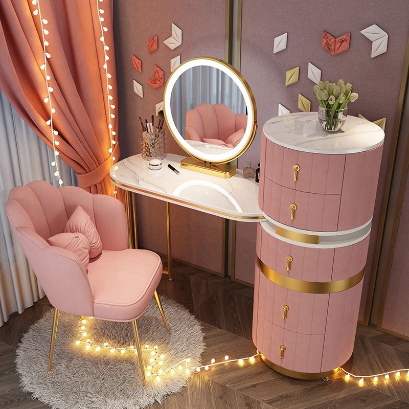Toaletní stolek na líčení italského stylu 120 cm - růžový s křeslem - kompletní set - kosmetický stolek