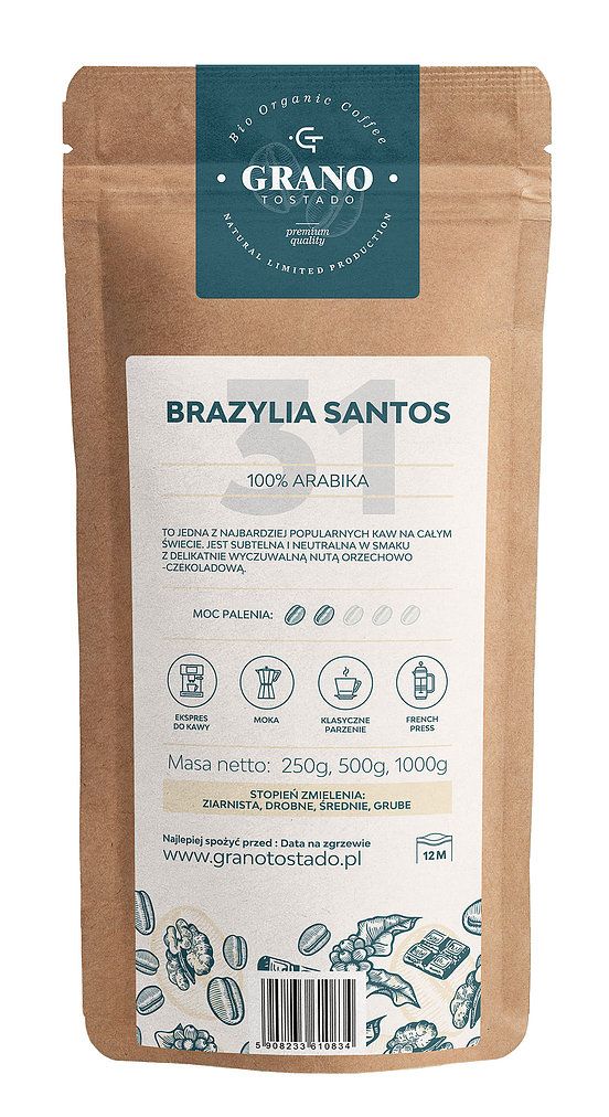 Grano Tostado Brazil Santos Coffee, středně mletá 1 kg od ninex.cz