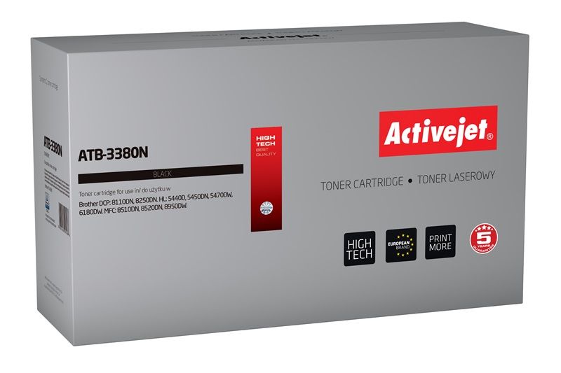 Activejet ATB-3380N toner for Brother printer; Brother TN-3380 replacement; Supreme; 8000 pages; black