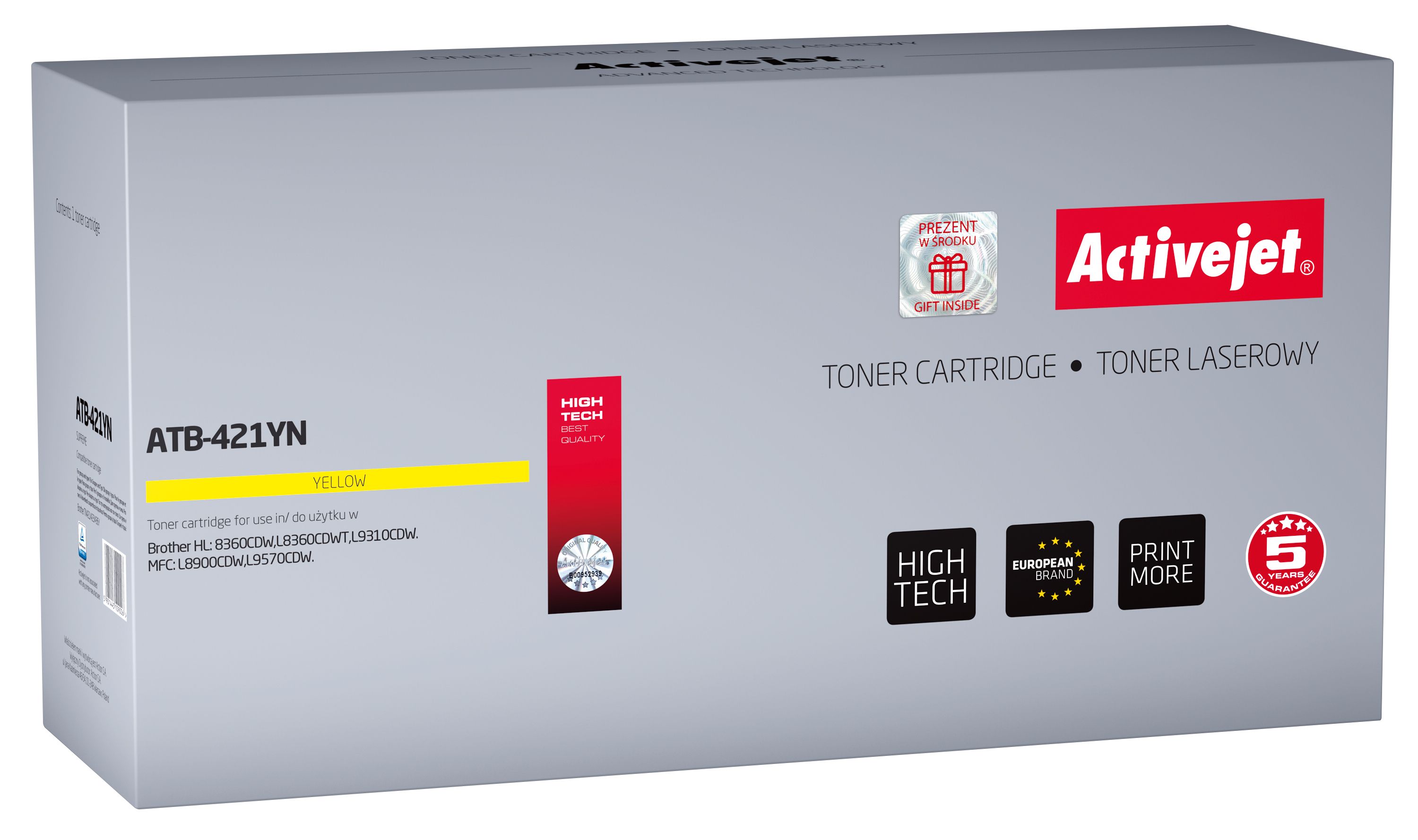Activejet ATB-421YN toner for Brother printer; Brother TN-421Y replacement; Supreme; 1800 pages; yellow