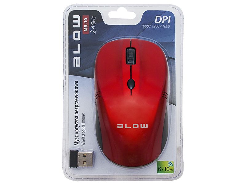 Myš BLOW Mb-10 84-003# (optická; 1600 DPI; červená barva od ninex.cz