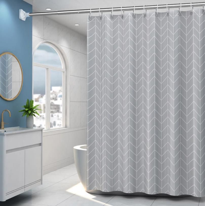 Sprchový závěs (šířka 180 cm x výška 200 cm) — geometrický šedý vzor od domeshop.cz