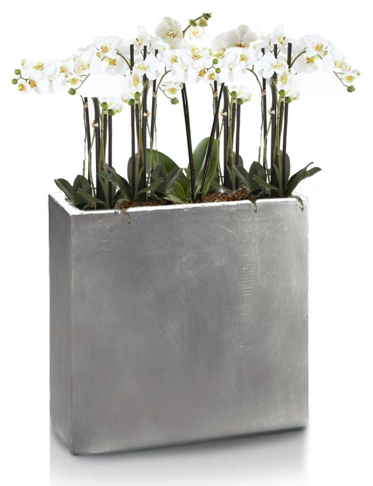 Vysoký geometrický květináč z kolekce Ecolite, pískový, 60 x 23 cm od domeshop.cz