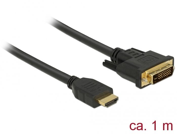 DeLOCK 85652 adaptér video kabelu 1 m HDMI Typ A (Standard) DVI Černý od ninex.cz