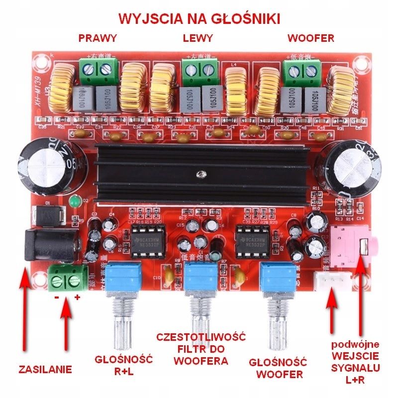 2.1 Výkonový zesilovač 2x50W + 100W (WOOFER) TPA3116D, 12V-24V TPA3116D2, Arduino od domeshop.cz