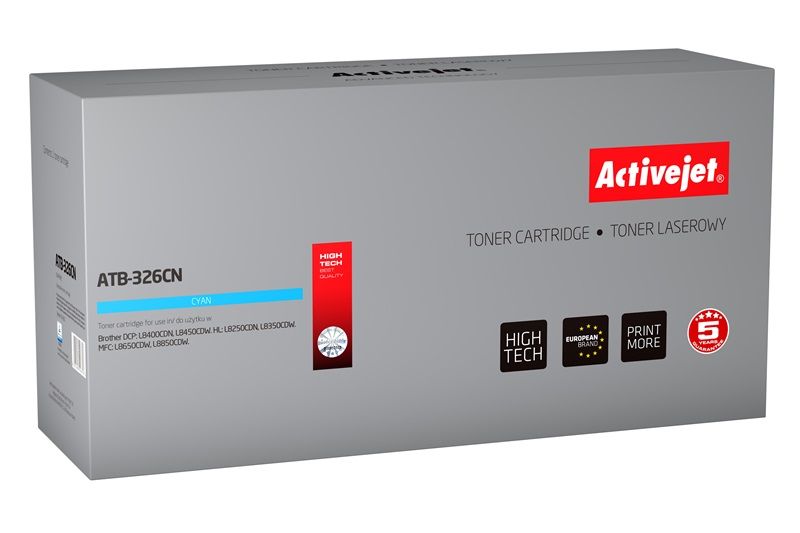 Activejet ATB-326CN toner for Brother printer; Brother TN-326C replacement; Supreme; 3500 pages; cyan