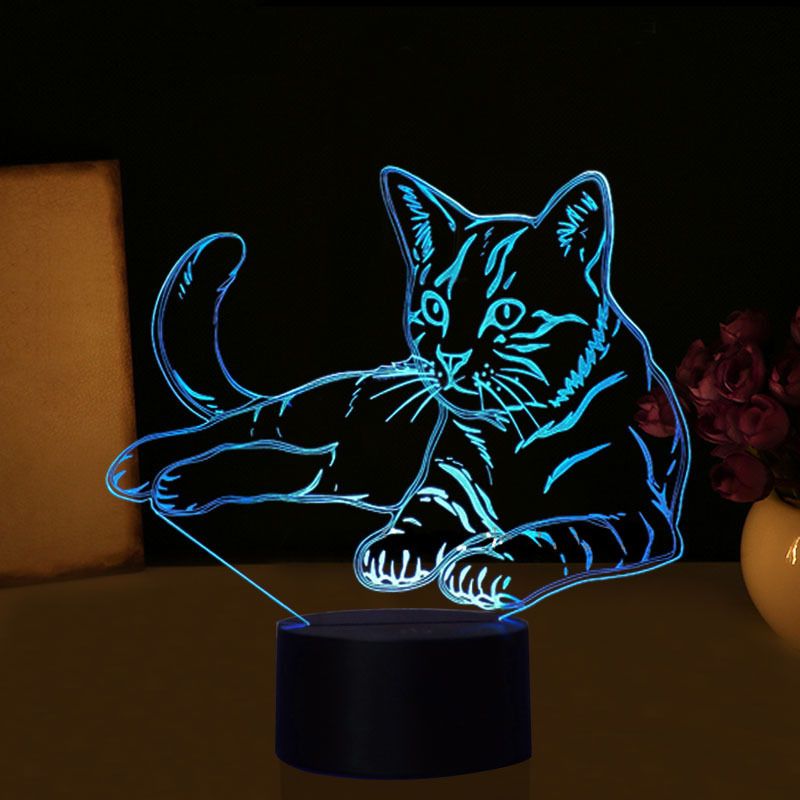 3D LED noční lampa „Kočka“ Hologram + dálkové ovládání od ninex.cz 