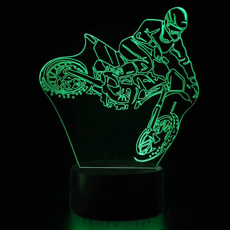3D LED noční lampa "Motorcycle Cross" Hologram + dálkové ovládání od ninex.cz 