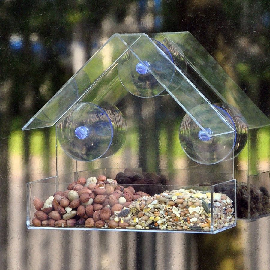 Průhledné krmítko pro ptáky na sklo 15 × 15 × 6cm od ninex.cz