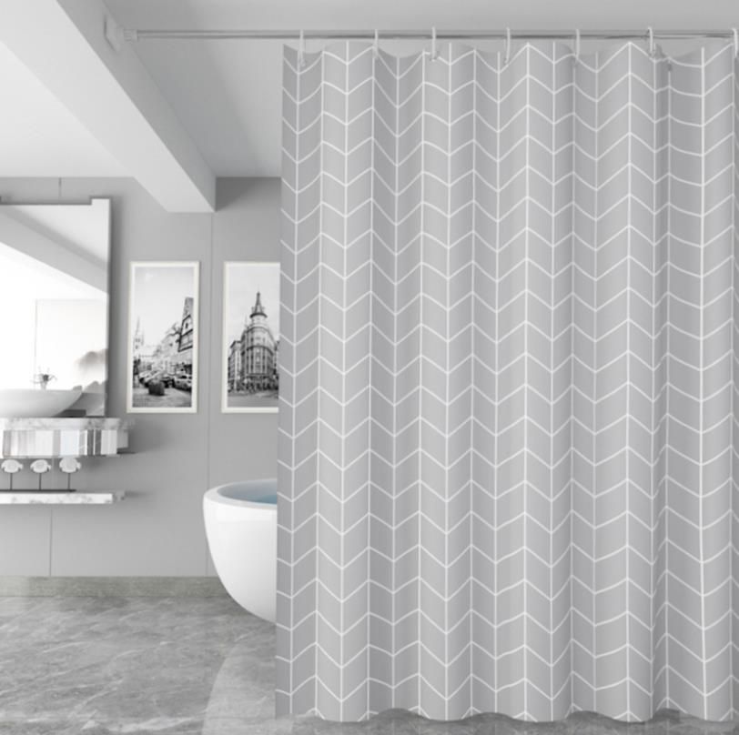 Sprchový závěs (šířka 180 cm x výška 200 cm) — geometrický šedý vzor od domeshop.cz