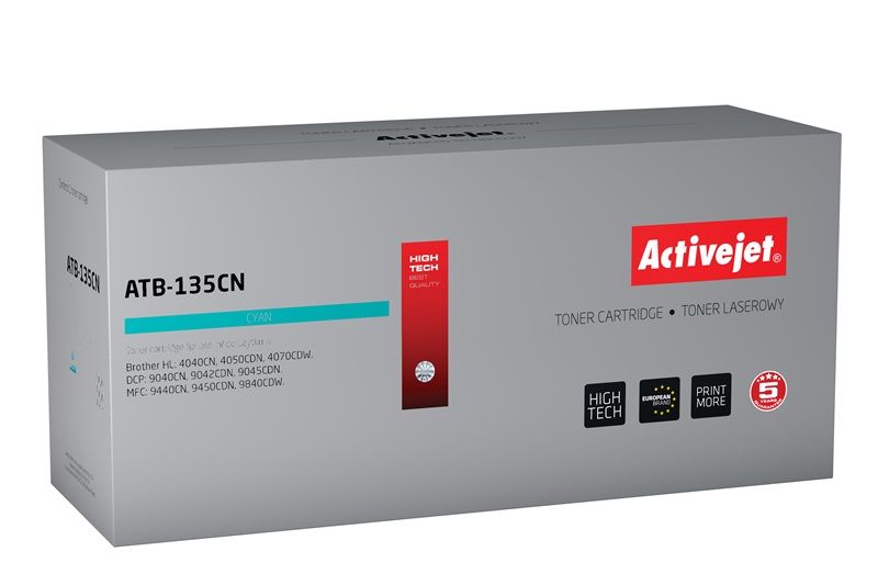 Activejet ATB-135CN toner for Brother printer; Brother TN-130C/TN-135C replacement; Supreme; 4000 pages; cyan