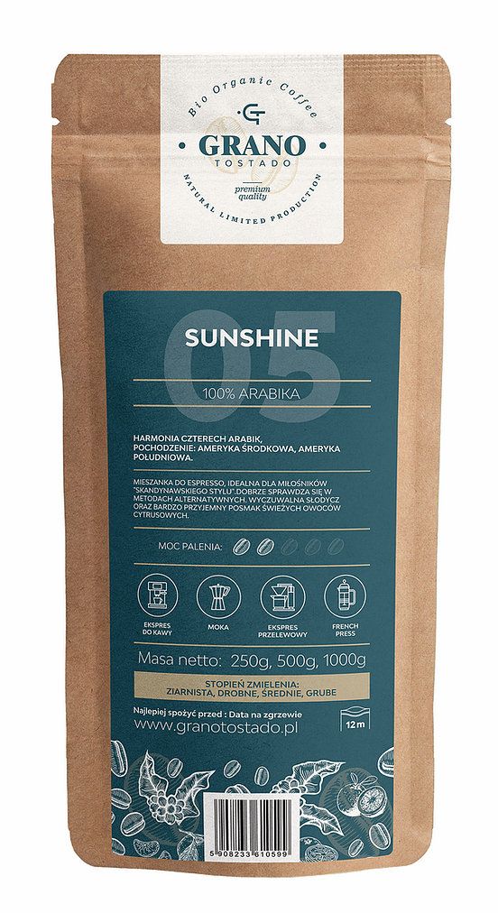 Grano Tostado Sunshine Coffee, středně mletá 500 g od ninex.cz