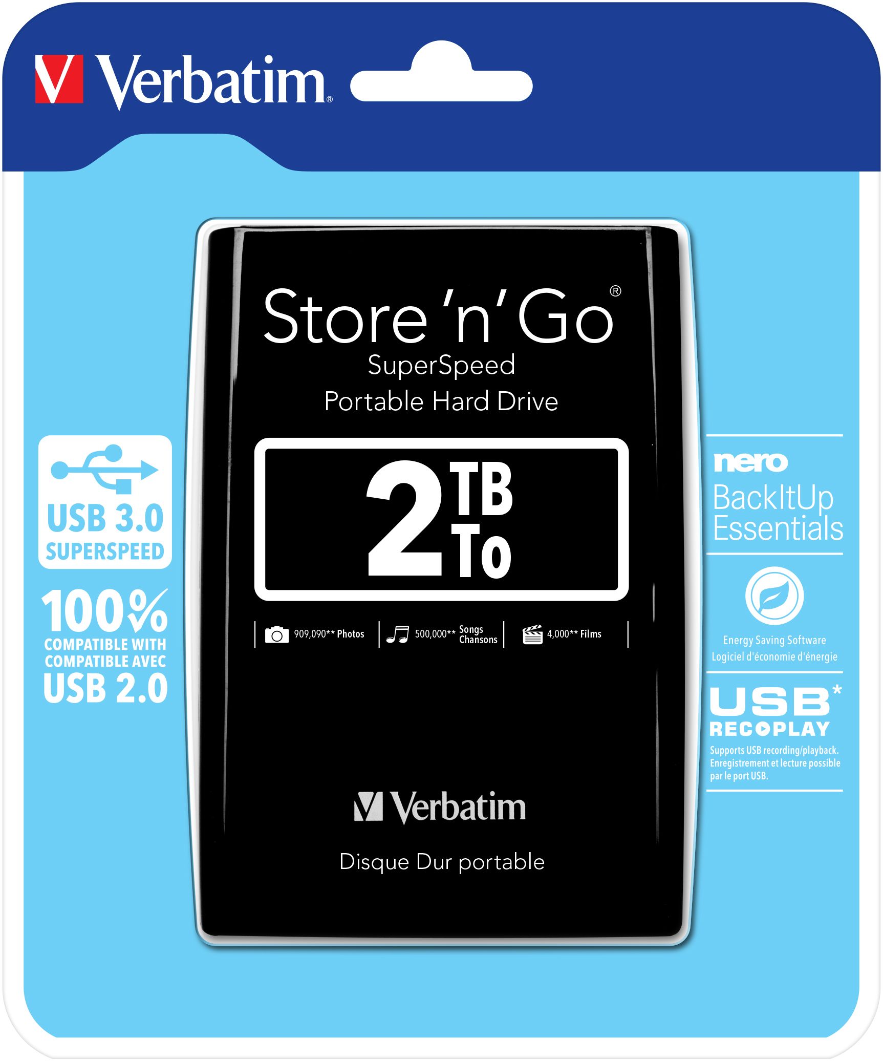 Verbatim Store 'n' Go external hard drive 2048 GB Black