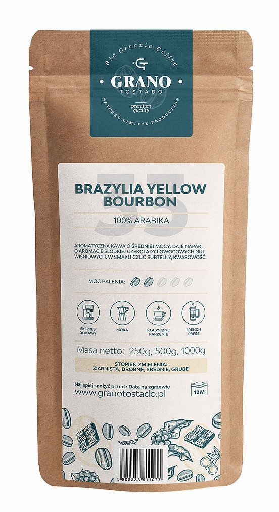 Grano Tostado Brazilská žlutá bourbonská káva, středně mletá 500g od ninex.cz