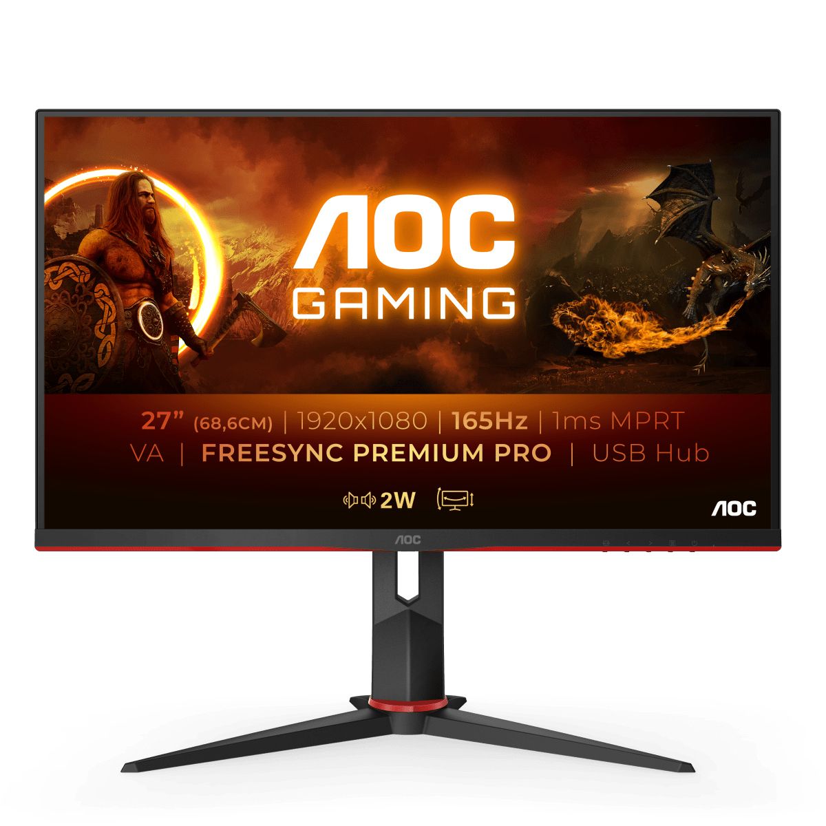 Počítačový monitor AOC 27G2SU/BK 68,6 cm (27") 1920 x 1080 pixelů Full HD LED černá, červená od ninex.cz