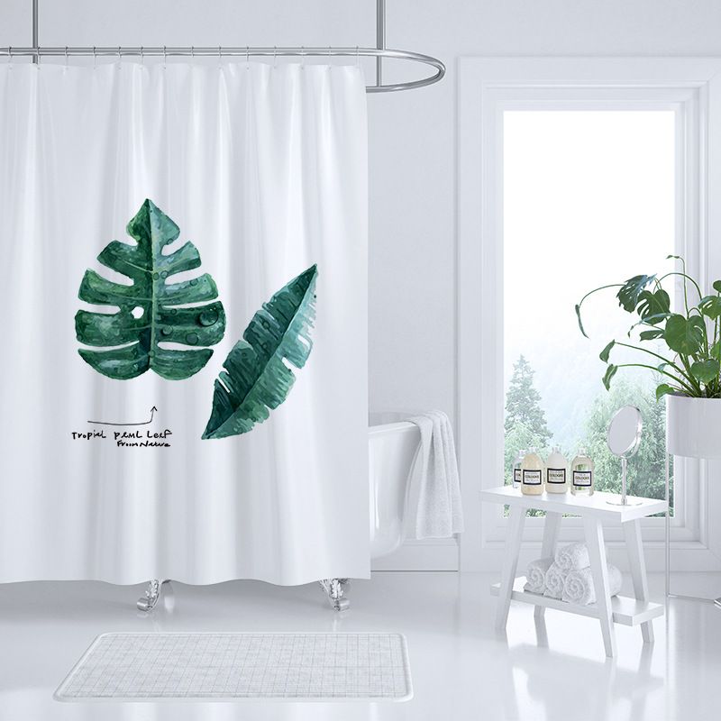 Sprchový závěs (šířka 180 cm x výška 200 cm) — zelené listy vzor od domeshop.cz