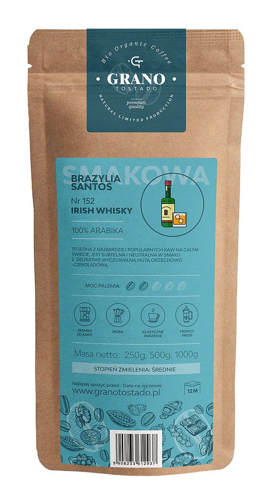 Grano Tostado Irish Whiskey Coffee, středně mletá 500 g od ninex.cz