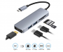 Adapter aluminiowy HUB 5w1 USB-C na HDMI 4K, 2xUSB 3.0, Czytnik kart