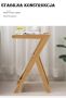 Bambusowy stolik z ratanową półką - jasnobrązowy, długość 45 cm