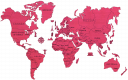 Drewniana Mapa Świata na ścianę 3D, rozm. XXL – kolor koralowy