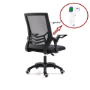 Ergonomiczny obrotowy fotel biurowy, krzesło z siatki - czarny + GRATIS TERMOMETR