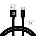 Kabel / Przewód w oplocie USB / Micro USB 1.2 m Swissten - czarny