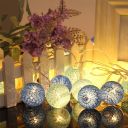 Lampki dekoracyjne LED cotton balls - niebieskie
