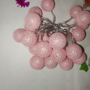 Lampki dekoracyjne LED cotton balls - różowe
