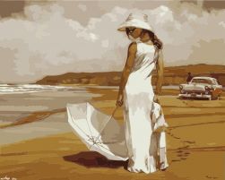 Obraz do malowania po numerach - Kobieta nad morzem 60x75