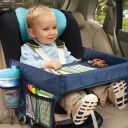 Organizer / stolik podróżny dla dzieci do samochodu - granatowy