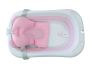 Silikonowa, składana wanienka dla niemowląt - różowa wbudowany termometr poduszka