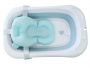 Silikonowa, składana wanienka dla niemowląt - niebieska wbudowany termometr poduszka