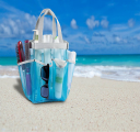 Torba plażowa siatka na plażę na zabawki - niebieska