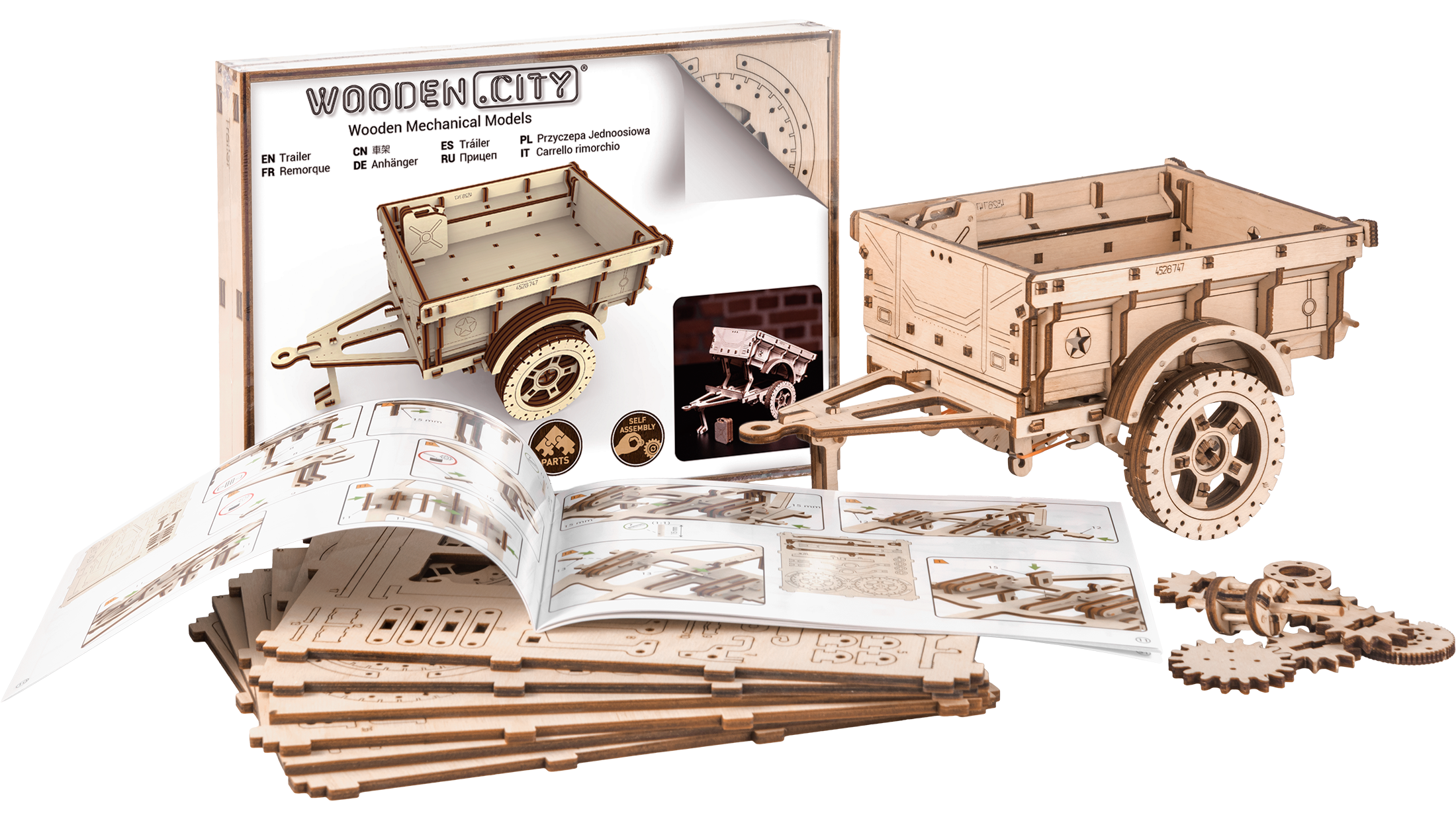 Mechanical wooden 3D puzzle Military truck 