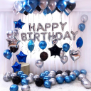 Zestaw balonów urodzinowych - srebrno - niebieski 86 szt.